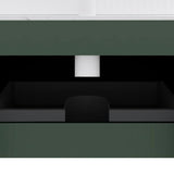 30" Green Wood Floating Bathroom Vanity With White Sink