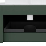 30" Green Wood Floating Bathroom Vanity With White Sink