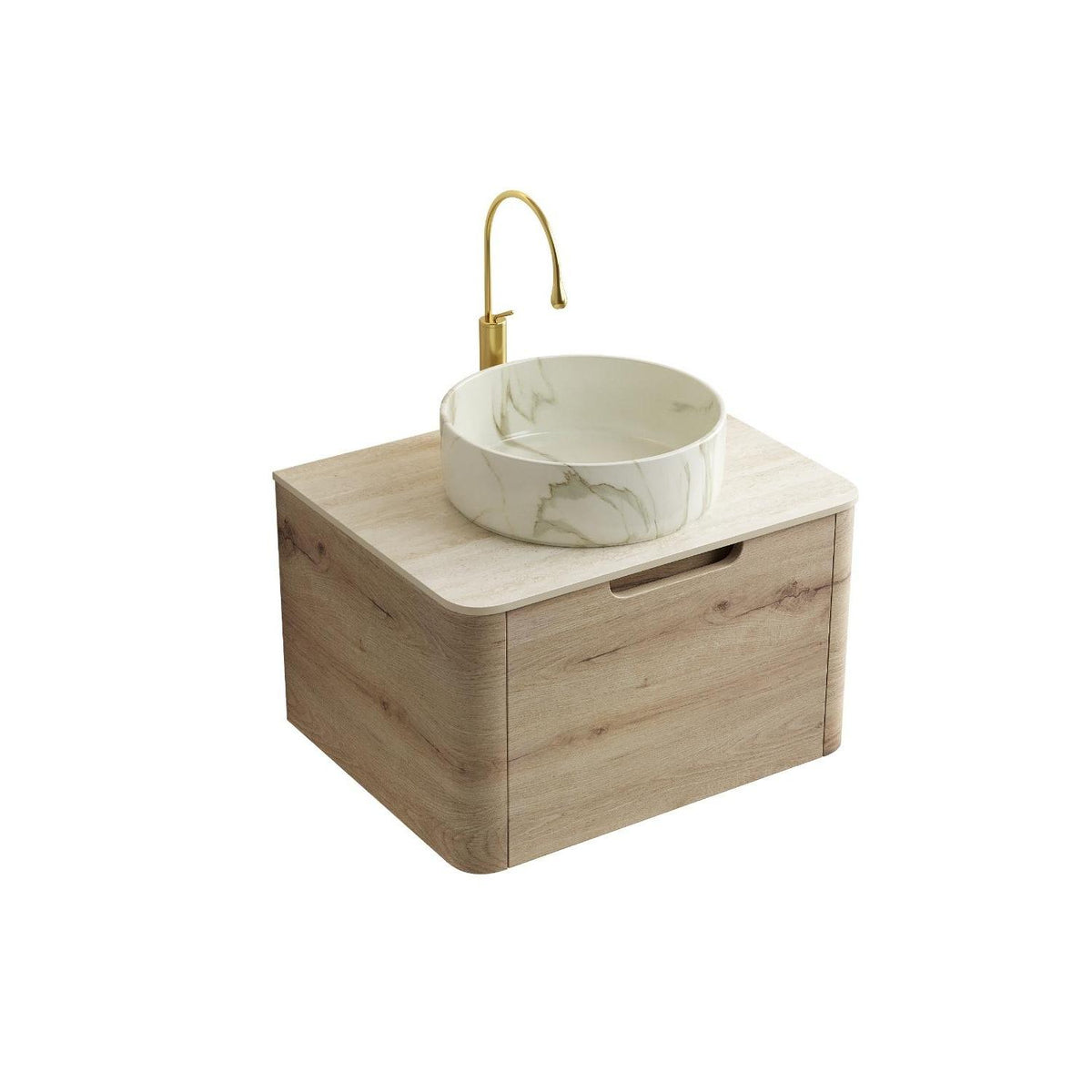 24" Brown Wood Floating Bathroom Vanity With White Sink - HomeRoots - Flyclothing LLC