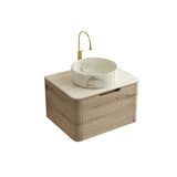 24" Brown Wood Floating Bathroom Vanity With White Sink - HomeRoots - Flyclothing LLC