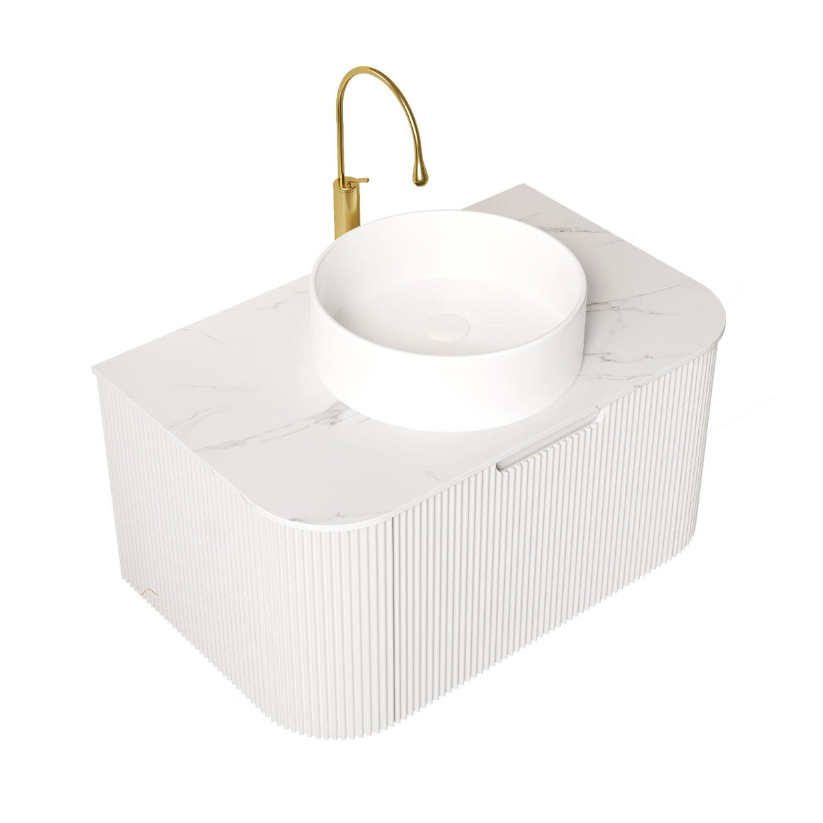 30" White Wood Floating Bathroom Vanity With Sink