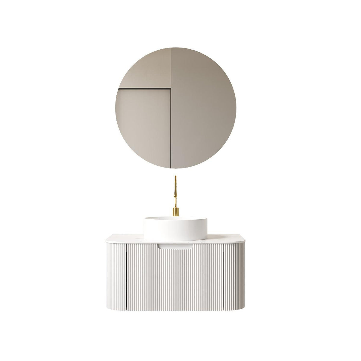 30" White Wood Floating Bathroom Vanity With Sink