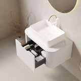 30" White Wood Floating Bathroom Vanity With Sink