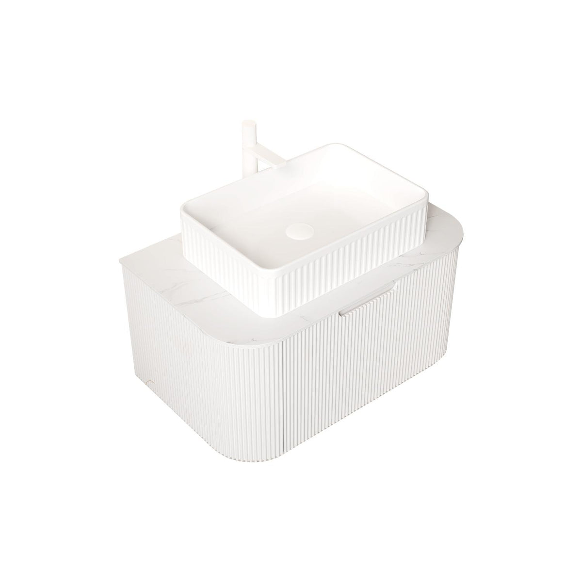 30" White Wood Floating Bathroom Vanity With Sink