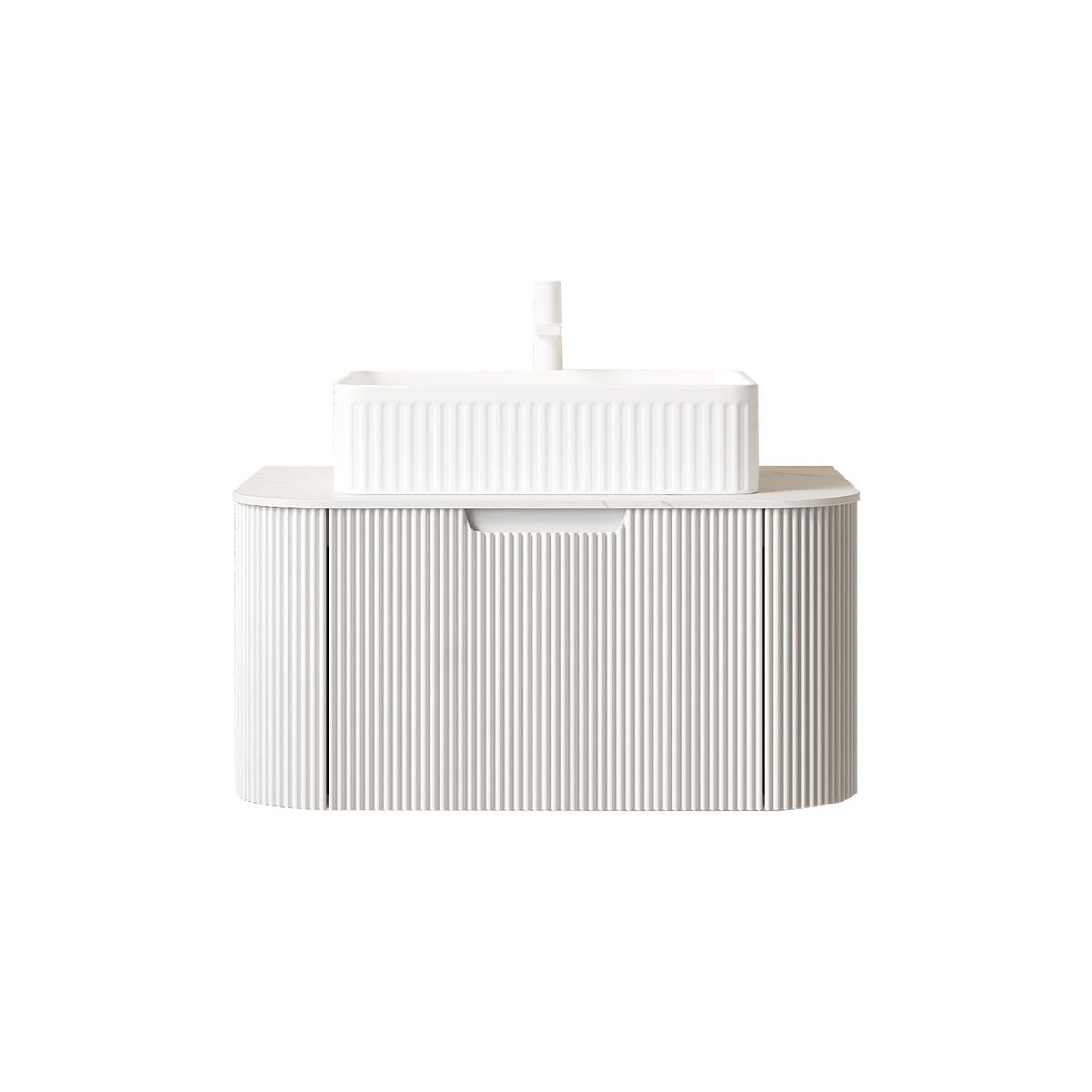30" White Wood Floating Bathroom Vanity With Sink