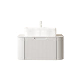 30" White Wood Floating Bathroom Vanity With Sink