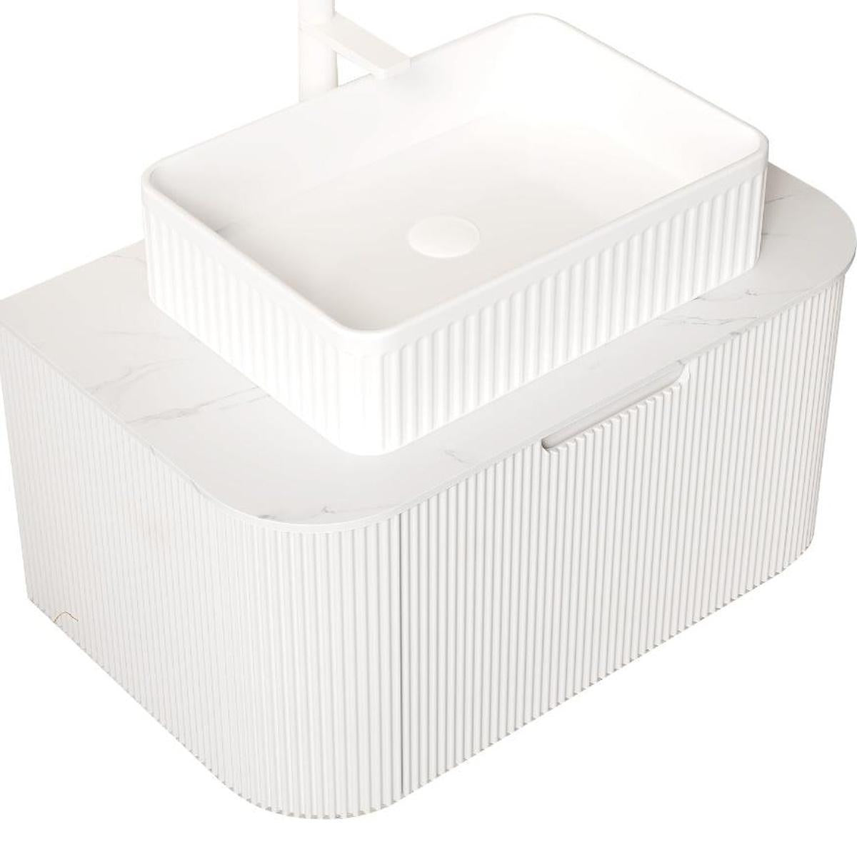 30" White Wood Floating Bathroom Vanity With Sink