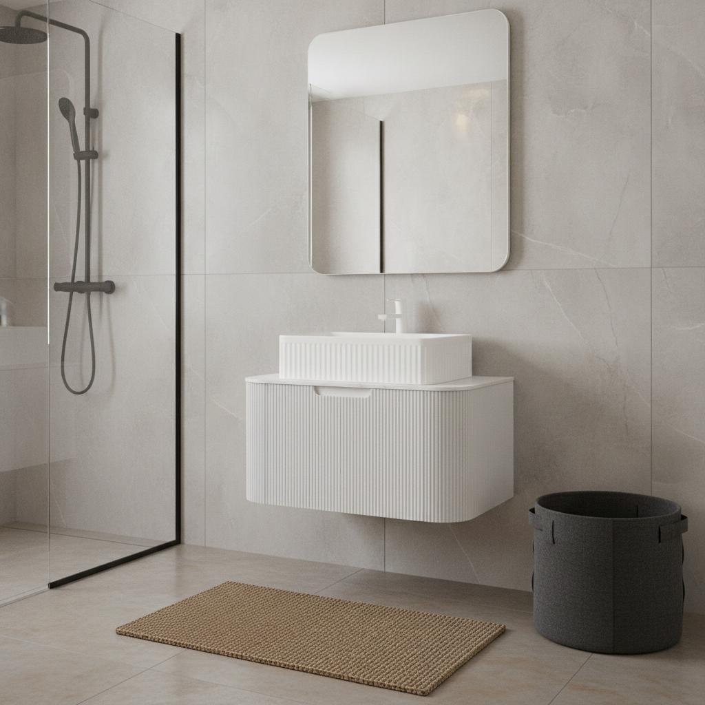 30" White Wood Floating Bathroom Vanity With Sink