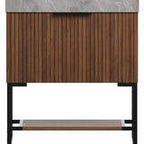 30" Brown Wood Freestanding Bathroom Vanity With White Sink - HomeRoots - Flyclothing LLC