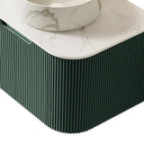 24" Green Wood Floating Bathroom Vanity With White Sink
