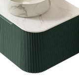 24" Green Wood Floating Bathroom Vanity With White Sink