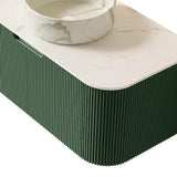 36" Green Wood Floating Bathroom Vanity With White Sink - HomeRoots - Flyclothing LLC