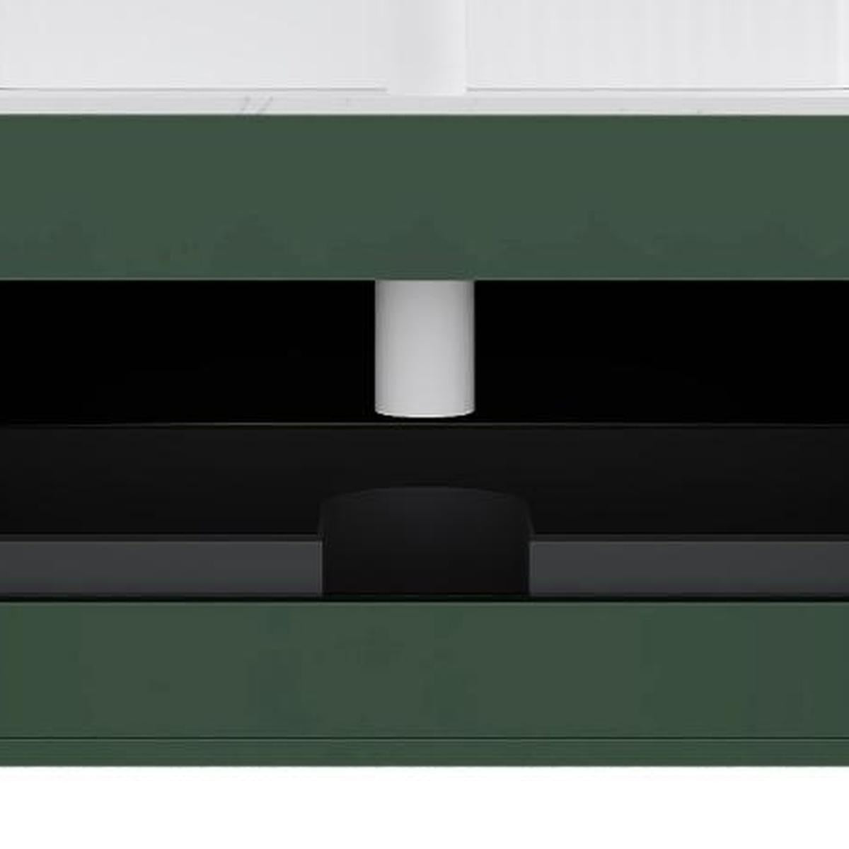 36" Green Wood Floating Bathroom Vanity With White Sink