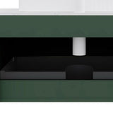 36" Green Wood Floating Bathroom Vanity With White Sink