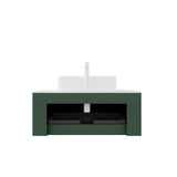 36" Green Wood Floating Bathroom Vanity With White Sink