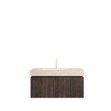 36" Black Wood Floating Single Door Bathroom Vanity With White Sink