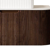 36" Brown Wood Floating Bathroom Vanity With White Sink