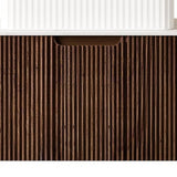 36" Brown Wood Floating Bathroom Vanity With White Sink