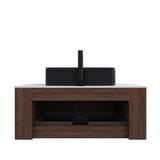 36" Brown Wood Floating Bathroom Vanity With Black Sink - HomeRoots - Flyclothing LLC