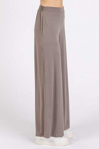 Mittoshop Yoga Air Stretch Elastic Waist Wide Leg Pants - Trendsi - Flyclothing LLC