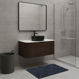 36" Brown Wood Floating Bathroom Vanity With Black Sink - HomeRoots - Flyclothing LLC