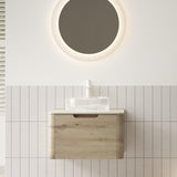24" Brown Wood Floating Bathroom Vanity With White Sink - HomeRoots - Flyclothing LLC