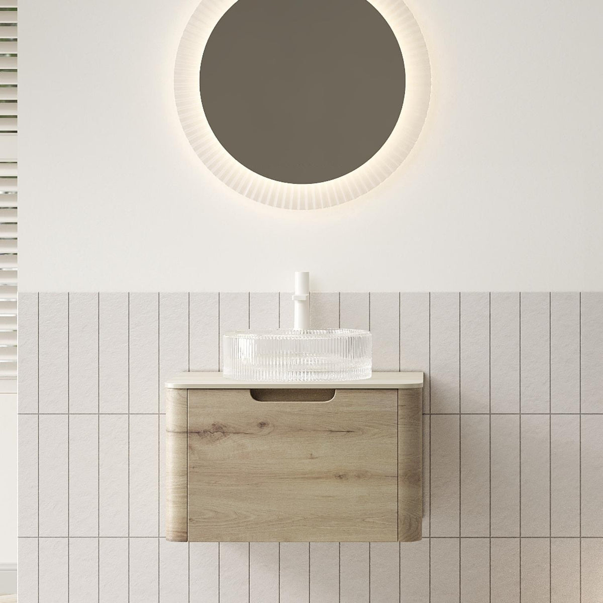 24" Brown Wood Floating Bathroom Vanity With White Sink - HomeRoots - Flyclothing LLC