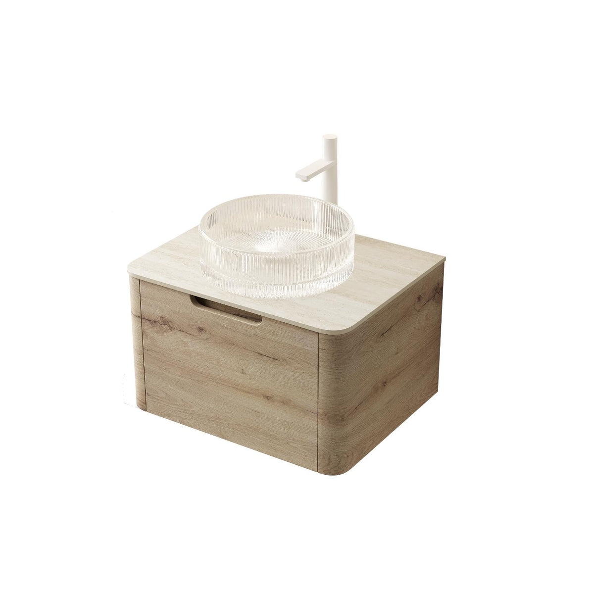 24" Brown Wood Floating Bathroom Vanity With White Sink - HomeRoots - Flyclothing LLC