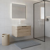 24" Brown Wood Floating Bathroom Vanity With White Sink - HomeRoots - Flyclothing LLC