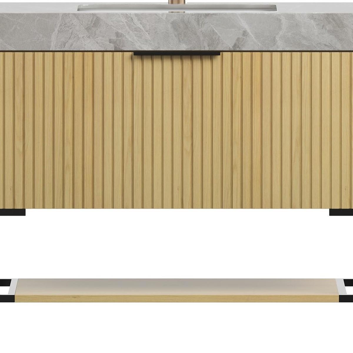 36" Brown Wood Freestanding Bathroom Vanity With White Sink - HomeRoots - Flyclothing LLC