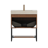 30" Brown Wood Freestanding Bathroom Vanity With White Sink - HomeRoots - Flyclothing LLC