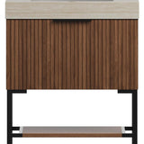 30" Brown Wood Freestanding Bathroom Vanity With White Sink - HomeRoots - Flyclothing LLC
