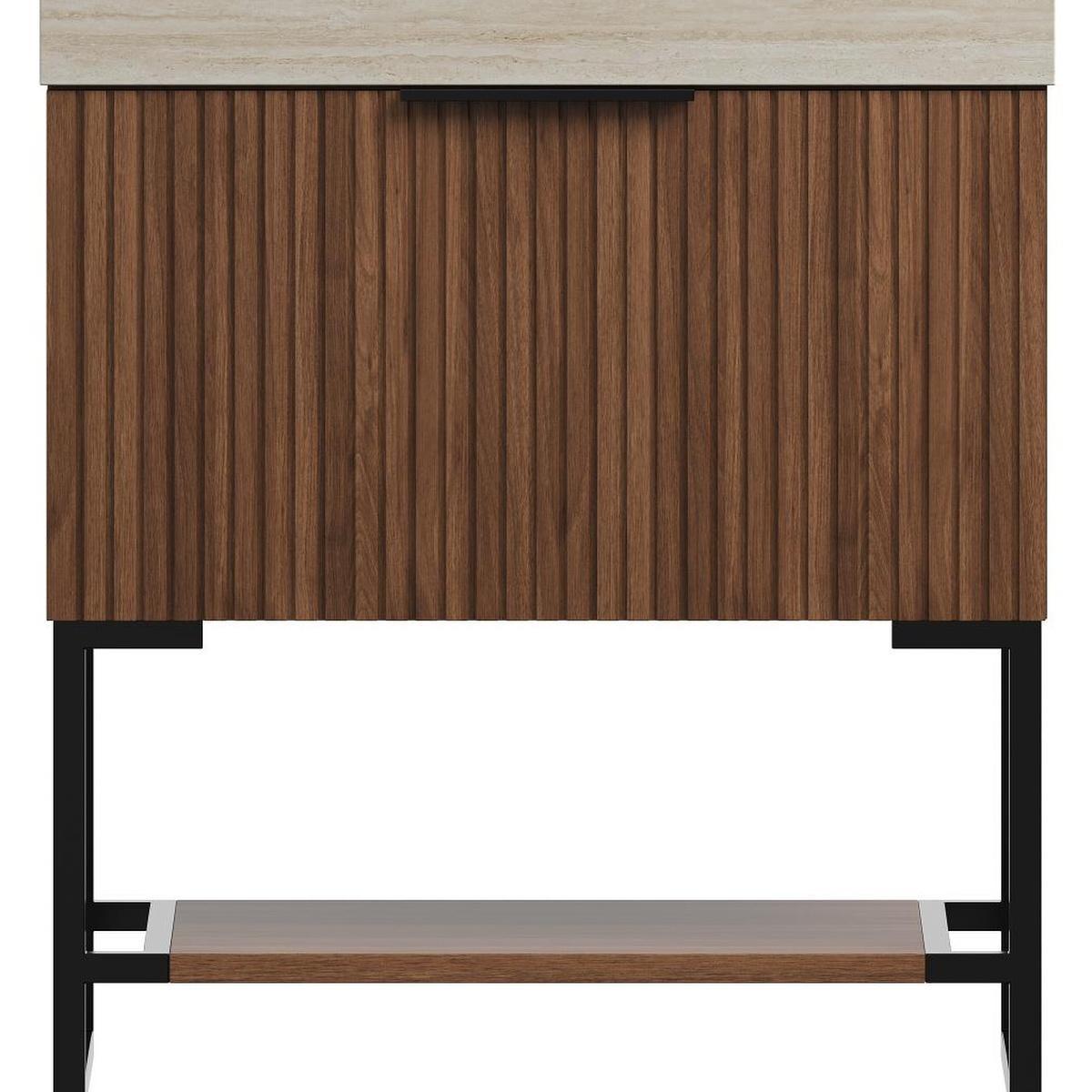 30" Brown Wood Freestanding Bathroom Vanity With White Sink - HomeRoots - Flyclothing LLC