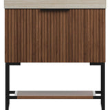 30" Brown Wood Freestanding Bathroom Vanity With White Sink - HomeRoots - Flyclothing LLC