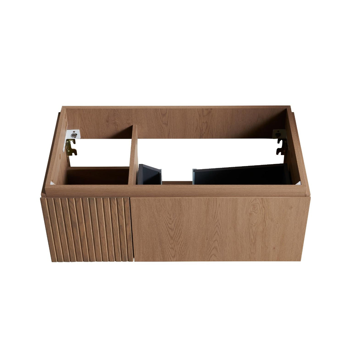 35" Brown Wood Floating Single Door Bathroom Vanity - HomeRoots - Flyclothing LLC