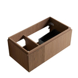 35" Brown Wood Floating Single Door Bathroom Vanity - HomeRoots - Flyclothing LLC
