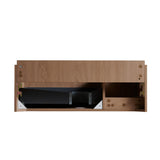 35" Brown Wood Floating Single Door Bathroom Vanity - HomeRoots - Flyclothing LLC