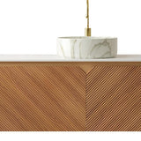 48" Brown Wood Floating Double Door Bathroom Vanity With White Sink - HomeRoots - Flyclothing LLC