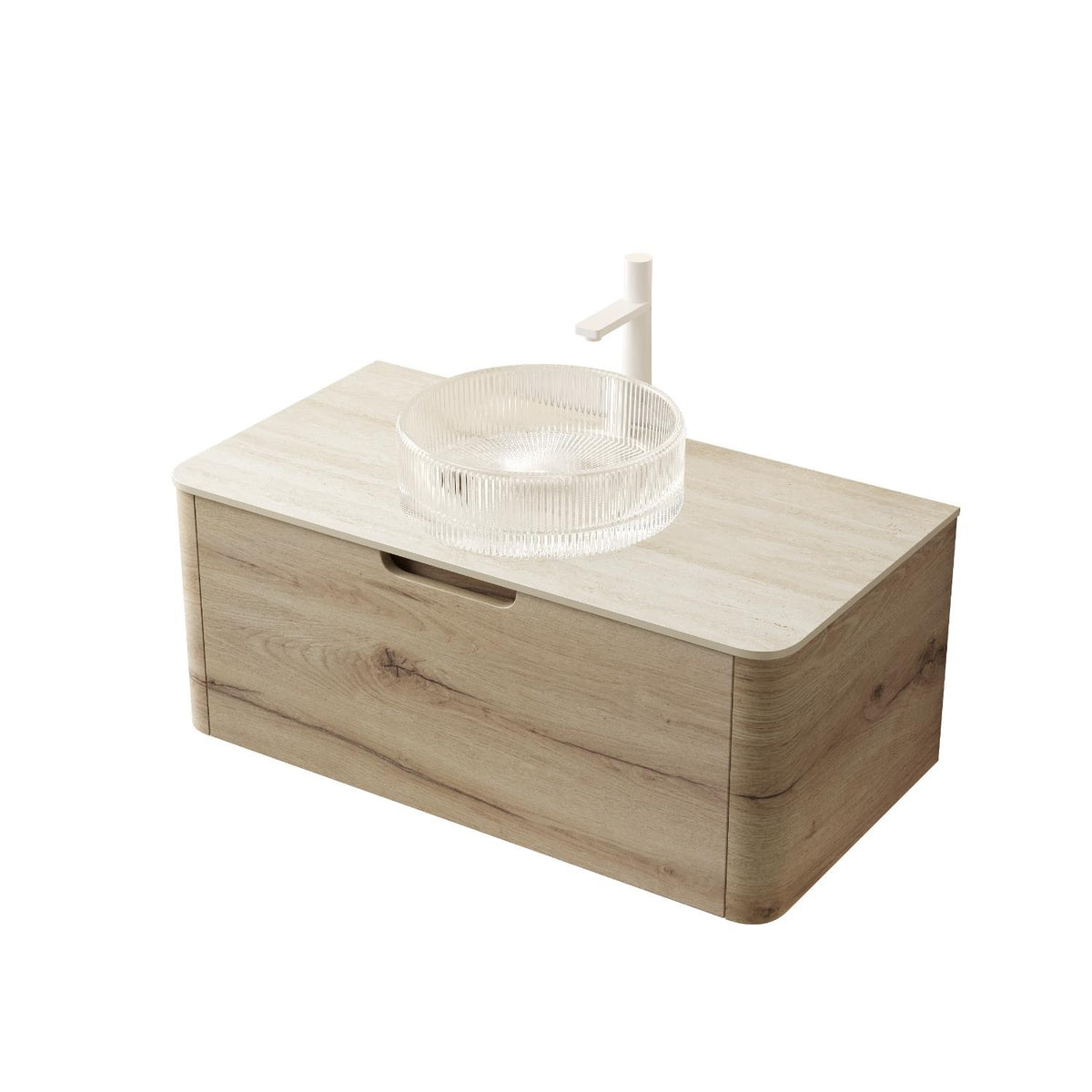 36" Brown Wood Floating Bathroom Vanity With White Sink - HomeRoots - Flyclothing LLC