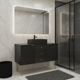 48" Black Wood Freestanding Three Door Bathroom Vanity With Sink And Two Drawers - HomeRoots - Flyclothing LLC