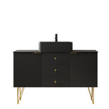 48" Black Wood Freestanding Three Door Bathroom Vanity With Sink And Two Drawers - HomeRoots - Flyclothing LLC