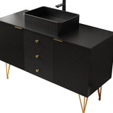 48" Black Wood Freestanding Three Door Bathroom Vanity With Sink And Two Drawers - HomeRoots - Flyclothing LLC