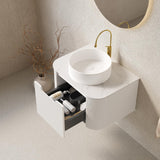 24" White Wood Floating Bathroom Vanity With Sink
