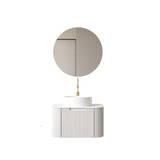 24" White Wood Floating Bathroom Vanity With Sink
