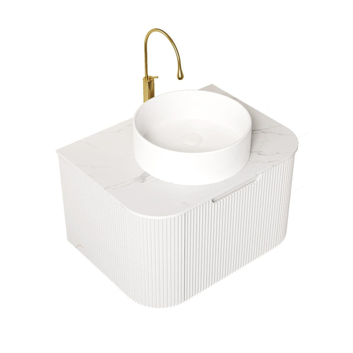 24" White Wood Floating Bathroom Vanity With Sink