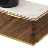 48" Brown Wood Floating Bathroom Vanity With Black Sink And Two Drawers - HomeRoots - Flyclothing LLC