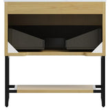 30" Brown Wood Freestanding Bathroom Vanity With White Sink
