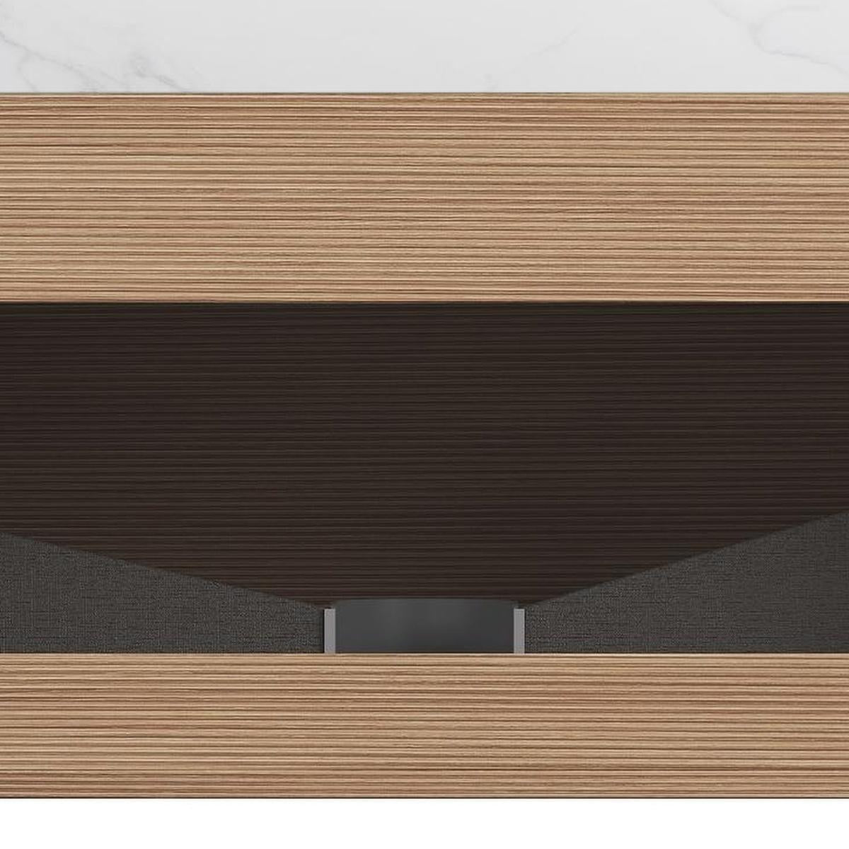 36" Brown Wood Floating Bathroom Vanity With White Sink - HomeRoots - Flyclothing LLC