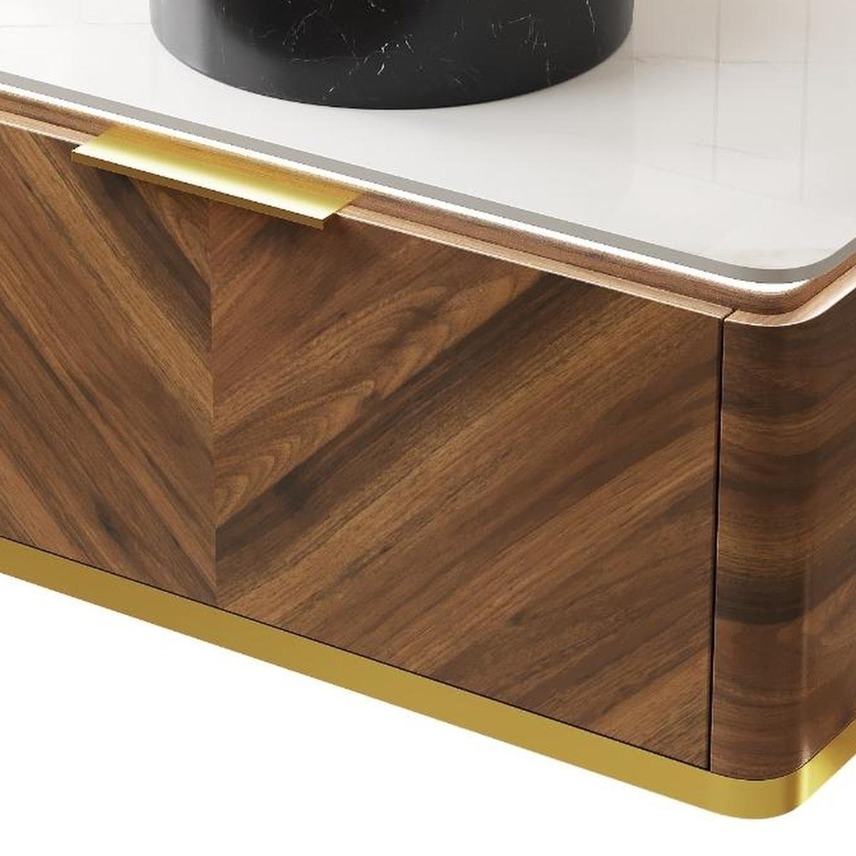 36" Brown Wood Floating Bathroom Vanity With Black Sink - HomeRoots - Flyclothing LLC