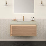36" Brown Wood Floating Bathroom Vanity With White Sink - HomeRoots - Flyclothing LLC